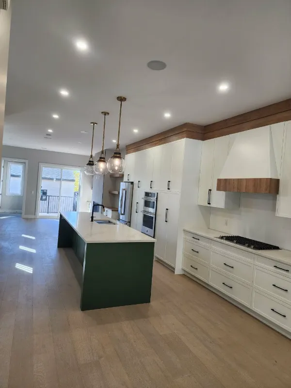 New home main floor with open kitchen and dining area